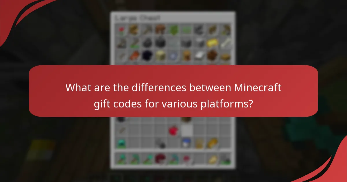 What are the differences between Minecraft gift codes for various platforms?