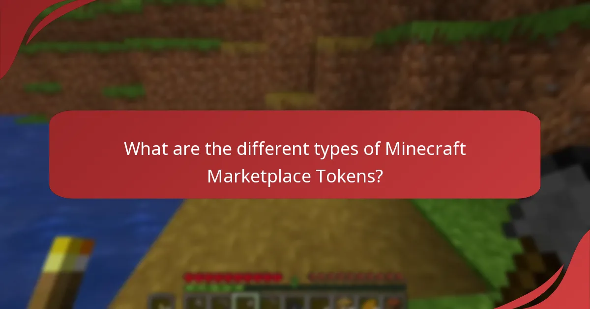 What are the different types of Minecraft Marketplace Tokens?