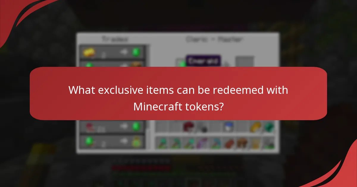 What exclusive items can be redeemed with Minecraft tokens?