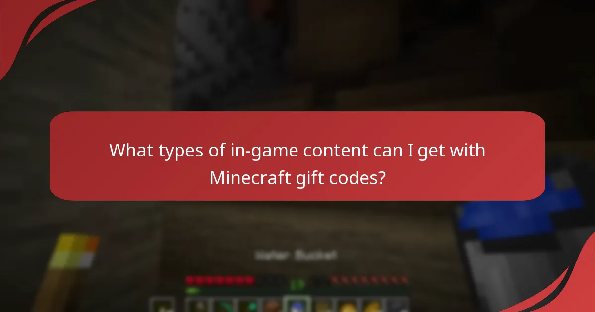 What types of in-game content can I get with Minecraft gift codes?